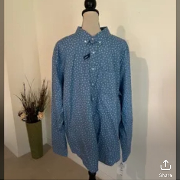 NWT 2XL blue button down shirt stretch ML+4 - Picture 1 of 4